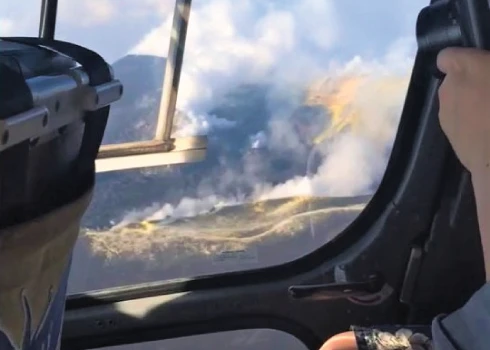 View from helicopter on etna helicopter tour